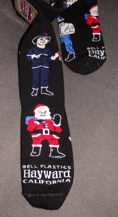 Front of Bell Plastics' socks